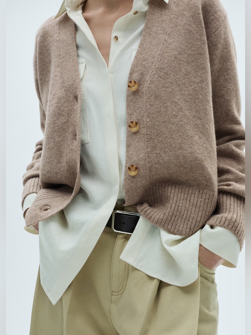 Mango Brown button knit cardigan NWT